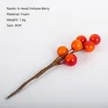 Artificial six-headed orange red foam berry sprig for Christmas DIY floral decor, length 9cm - Six-Head Berries (Orange-Red) / 9cm / Orange Red