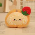 Porte-clés créatif en peluche en forme de gâteau roulé aux fraises avec broderie mignonne - 10cm / Gâteau roulé à la fraise