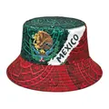 Mexico flag bucket hat with Aztec sun stone pattern and national emblem print - M (56-58cm) / Mexico Totem