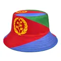 Reversible bucket hat featuring the Eritrea national flag print and yellow olive wreath emblem - M (56-58cm) / Eritrea