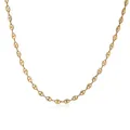Detailed view of the elegant gold-plated stainless steel coffee bean link chain necklace - Coffee Bean Link Necklace / Gold