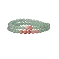 Bracelet double rang en pierres naturelles aventurine verte et quartz rose 6mm - Aventurine Verte et Rose Pastèque