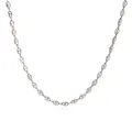 Detail view of silver stainless steel coffee bean link necklace for hip-hop style - Coffee Bean Link Necklace / Steel