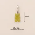 Yellow gummy bear charm pendant made of copper with zirconia bail for DIY jewelry making - Silver Rhinestone Clasp / Green