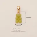 Green frosted gummy bear pendant in copper with gold bail for DIY jewelry making - Gold Buckle / Green