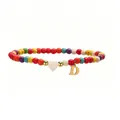 Stainless steel colorful turquoise beaded anklet with golden letter D and heart charm - Letter D Style / 24cm / Multicolor