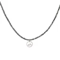 Detailed view of beaded necklace with mountain silhouette pendant in silver finish - Mountain Style