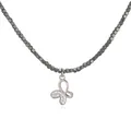 Detail of elegant butterfly pendant necklace with cubic zirconia and metallic cube beads - Butterfly Style