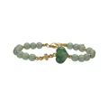Dettaglio bracciale in avventurina verde con croce dorata e cuore - Avventurina Verde