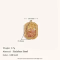 Golden stainless steel octagonal pendant with colorful beads for DIY jewelry making - Octagon Spliced Colorful Beads Pendant / Gold - Champagne
