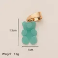 Teal frosted gummy bear pendant with gold loop for DIY jewelry making, 1.5x1cm size - Gold Buckle / Blue