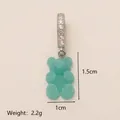 Teal frosted gummy bear pendant with sparkling crystal-set bail charm - Silver Rhinestone Clasp / Blue