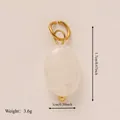 Pendentif ovale en pierre blanche avec détails dorés, 1,7x1cm, 3,6g pour colliers DIY. - Pendentif Ovale Blanc Translucide