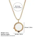 Collana con ciondolo a medaglione circolare trasparente in oro e rame di qualità - Collana Medaglione Trasparente Stile C