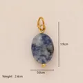 Pendentif ovale en pierre de marbre bleu avec bélière élégante plaquée or pour bijoux - N° 16 Pendentif en Pierre Texture Marbre Bleu et Blanc