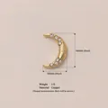 Pequeño colgante de media luna dorada con cristales claros de 9mm para hacer joyas DIY - Luna Creciente (Solo Dije) / Dorado