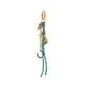 Vintage gold bag charm with western horseshoe, hat, and boot on teal braided rope. - Blue Denim Bag Charm / Blue
