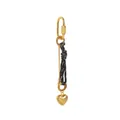 Elegant gold heart charm bag pendant with black and white cord for women's handbags - Black Heart Bag Charm / Gold/Black