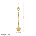 Elegante ciondolo per borsa dorato a forma di cuore con catena in metallo, 13,5 cm - Ciondolo Borsa Cuore Oro / 1 Pezzo/Confezione (13.5x2cm) / Oro
