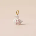 Detailed close-up view of a handcrafted white ceramic swan charm with 18K gold plated ring - 12 White Goose Pendant
