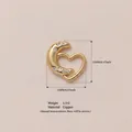 Elegante ciondolo in rame dorato a forma di luna e cuore con piccoli cristalli scintillanti - Ciondolo Luna Cuore (Solo Ciondolo)