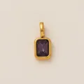 Elegant rectangular purple zircon birthstone charm in 18K gold plated stainless steel for DIY - Rectangle Style / February (Purple)