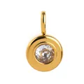 Elegant 18K gold plated stainless steel birthstone shoe charm with brilliant clear zircon - Round Style / April Pendant (White)