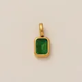 Emerald green zircon birthstone shoe charm accessory in 18K gold plated stainless steel - Rectangle Style / May Birthstone Pendant (Green)