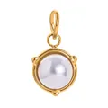 Elegant stainless steel birthstone charm featuring white pearl and 18K gold finish - Round Pearl Style / June Pendant (Pearl White)