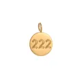 Premium gold-plated titanium steel circular pendant featuring engraved 222 in Gothic font - 222 Alignment Number Charm