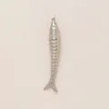 Detailed close-up of a silver stainless steel fish charm pendant featuring realistic scales - No.17 Big Fish