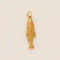 Detail view of a 18K gold-plated stainless steel fish pendant with scale texture. - No 3 Spotted Fish / Gold
