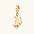 Elegante colgante de metal dorado con forma de croissant para joyas o zapatos - Cruasán