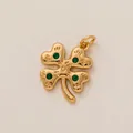 Golden four-leaf clover DIY charm with green stones for jewelry or shoe decoration - Clover Pendant