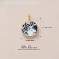 Stainless steel ceramic style pendant with blue floral glaze and gold rim plating - No. 2 Girl Pendant