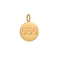 Gold-plated titanium steel minimalist round pendant featuring engraved number 555 detail - 555 Change Number Charm
