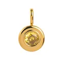 Polished round 18K gold plated stainless steel birthstone charm with yellow zircon inlay - Round Style / November Birthstone Pendant (Yellow)