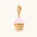 Elegante dije para zapatos de cupcake en esmalte rosa con acabado dorado para accesorios - Magdalena