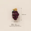 Realistic purple grape pendant in stainless steel with detailed size and weight measurements - Grape Pendant