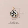 Round stainless steel pendant featuring olive branch design and gold-plated bail finish - No.7 Fruit Pendant Accessory / Gold