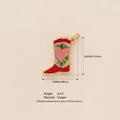 Roter Kupfer-Cowboystiefel-Anhänger mit Herzmuster und genauen Größenangaben - Rote Stiefel Anhänger