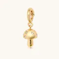 Colgante de hongo dorado con incrustaciones de cristales brillantes para calzado. - Hongo