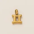 Polished Gemini zodiac sign pendant in 18K gold plated stainless steel for DIY jewelry - Gemini Constellation Pendant / Gold