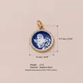 Exquis pendentif oiseau en céramique bleu et blanc en acier inoxydable plaqué or 18K - Pendentif Grande Colombe No.8