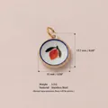 Petit pendentif en acier inoxydable plaqué or 18 carats avec motif de pêche peint - Pendentif Pêche No.10
