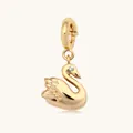 Elegante colgante para zapatos en forma de cisne dorado con un ojo de cristal brillante - Cisne