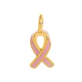 Elegant pink and gold enamel awareness ribbon pendant charm for DIY necklaces or bracelets - Pink Ribbon Knot