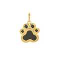 Premium golden stainless steel paw print pendant with black enamel for DIY jewelry making - Bear Paw
