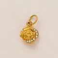 Elegante ciondolo a rosa in acciaio inossidabile placcato oro 18K con strass chiari - Rosa (Con Strass) / Oro