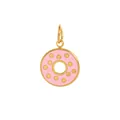 Pink enamel donut pendant with gold polka dots charm for DIY necklace and bracelet - Donut